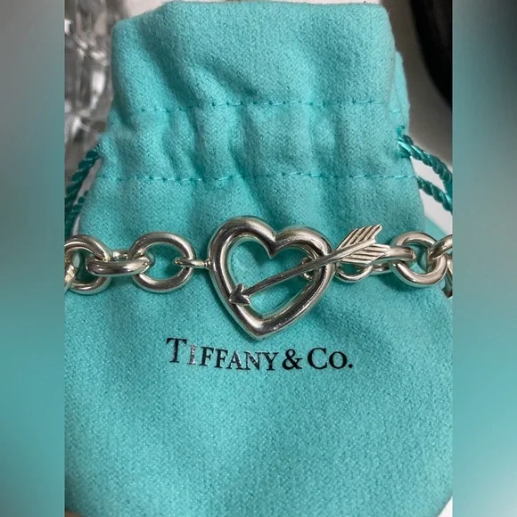 Pre-owned Tiffany & Co. Heart Arrow Motif Chain Bracelet Silver 925 - Picture 6 of 8